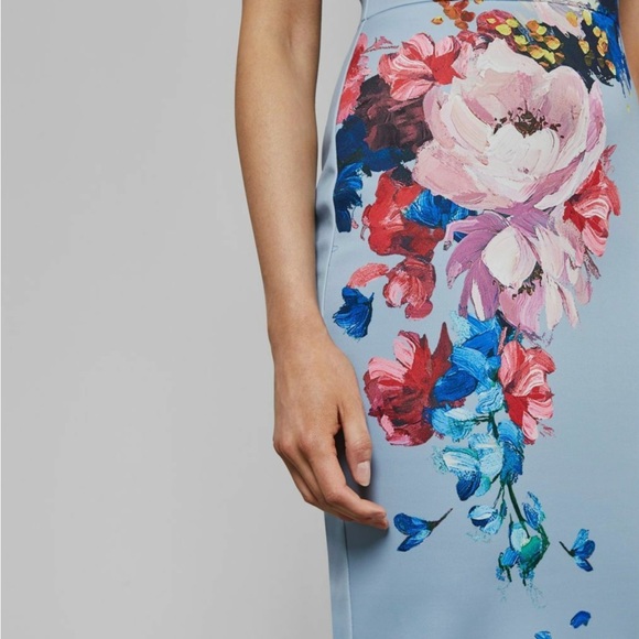 Ted Baker London Hailly bardot dress in raspberry ripple print,size:2,bodycon - Picture 8 of 15